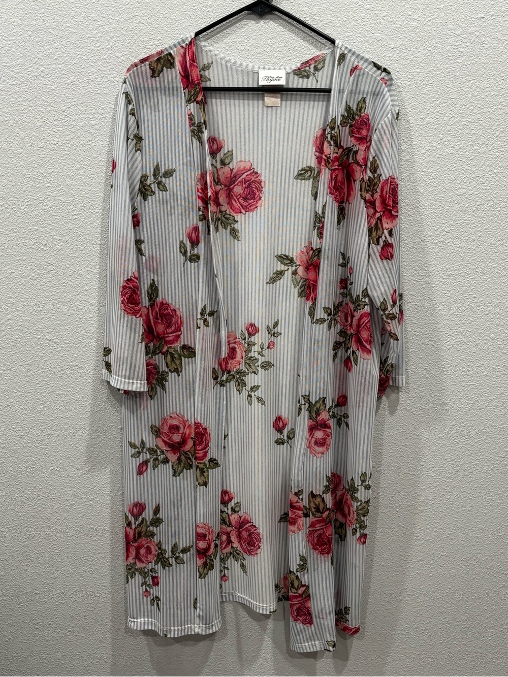 Floral Open-Front Kimono Duster - Pink Rose
